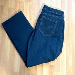 Levi's 525 Dark Wash Mid Rise Perfect Waist Straight Leg Denim Jeans Women's 16